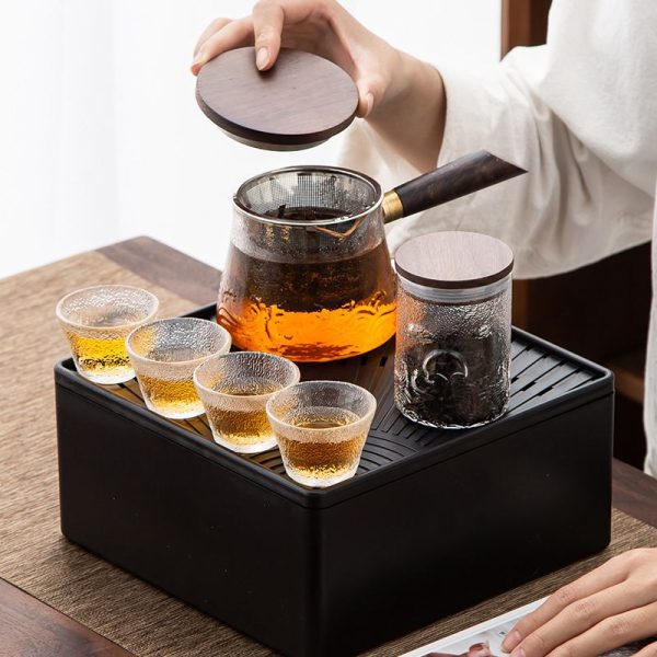 便攜式旅行茶具套裝玻璃快客杯一壺四杯子戶外泡茶器